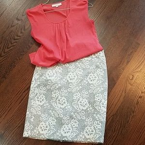 Ann Taylor patterned pencil skirt